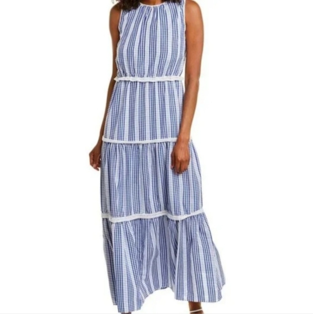 julia jordan Blue and White Gingham Maxi Dress